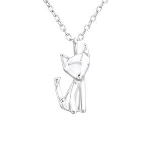 Sterling Silver Origami Fox Necklace